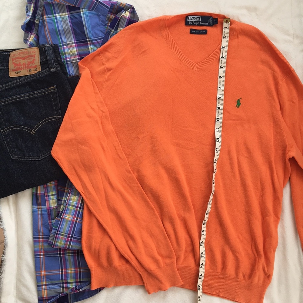 [ Polo by Ralph Lauren Orange Pullover Sweater ] L - Picture 4 of 6